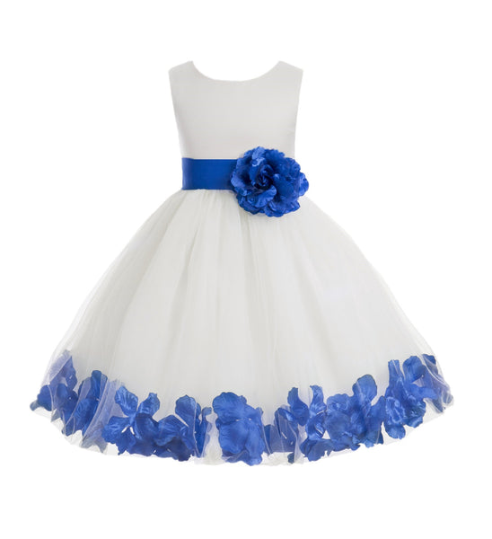 White Tulle Floral Petals Flower Girl Dress Special Occasions Junior Pageant Wedding Holiday 302S(1)
