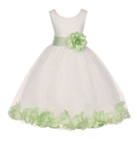 Ivory Tulle Floral Petals Flower Girl Dress Special Occasions Junior Pageant Wedding Holiday 302S(4)