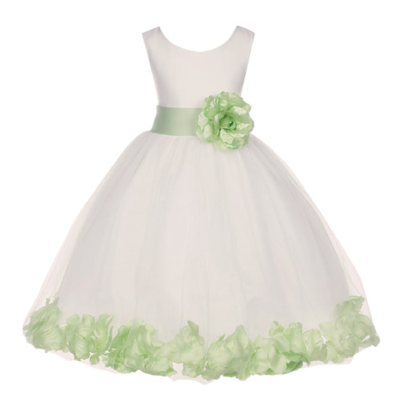 Ivory Tulle Floral Petals Flower Girl Dress Special Occasions Junior Pageant Wedding Holiday 302S(4)
