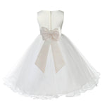 Ivory Formal Wedding Pageant Special Occasions Rattail Edge Tulle Flower Girl Dress 829T(1)