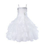 Elegant Rhinestone Organza Pleated Ruffled Beauty Pageant Special Occasion Flower Girl Dress 164S(1)