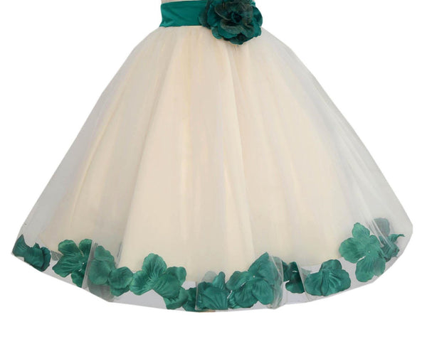 Ivory Floral Lace Heart Cutout Rose Petals Flower Girl Dress Junior Bridesmaid Special Event 185T(2)