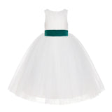 Ivory Floral Lace Flower Girl Dress Special Events Christening Pageant Gown Communion Recital LG7(1)