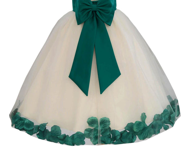 Ivory Floral Lace Heart Cutout Rose Petals Flower Girl Dress Junior Bridesmaid Special Event 185T(2)