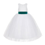 White Floral Lace Flower Girl Dress Special Occasions Wedding Christening Communion Baptism LG7(1)