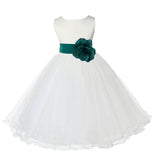 Ivory Formal Wedding Pageant Special Occasions Rattail Edge Tulle Flower Girl Dress 829S(1)