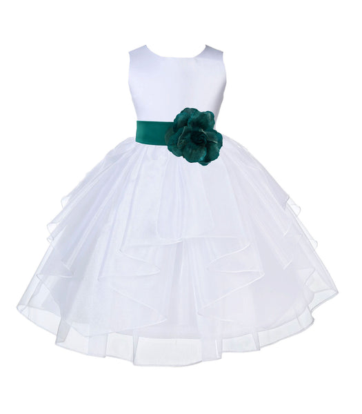 White Shimmering Organza Flower Girl Dress Wedding Junior Bridesmaid Pageant Special Events 4613S(1)