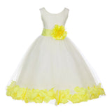 Ivory Tulle Floral Petals Flower Girl Dress Special Occasions Junior Pageant Wedding Holiday 302S(4)