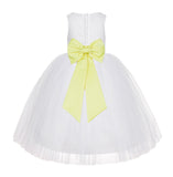 White Floral Lace Flower Girl Dress Special Occasions Wedding Christening Communion Baptism LG7(3)