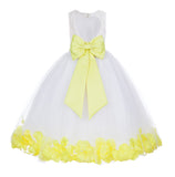 Ivory Floral Lace Heart Cutout Rose Petals Flower Girl Dress Junior Bridesmaid Special Event 185T(3)