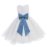 White Lace Organza Flower Girl Dress Elegant Formal Junior Beauty Pageant Communion Baptism 186T(3)