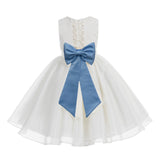 Ivory Lace Organza Flower Girl Dress Elegant Formal Junior Beauty Pageant Communion Baptism 186T(3)