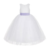 White Floral Lace Flower Girl Dress Special Occasions Wedding Christening Communion Baptism LG7(2)