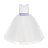Ivory Floral Lace Flower Girl Dress Special Events Christening Pageant Gown Communion Recital LG7(2)