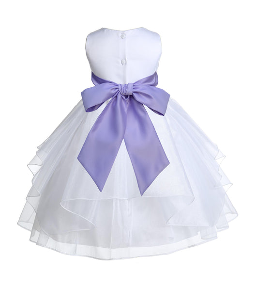 White Shimmering Organza Flower Girl Dress Wedding Junior Bridesmaid Pageant Special Events 4613S(2)