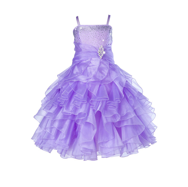 Elegant Rhinestone Organza Pleated Ruffled Beauty Pageant Special Occasion Flower Girl Dress 164S(2)