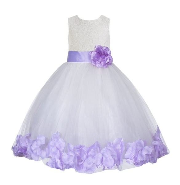 Ivory Floral Lace Heart Cutout Rose Petals Flower Girl Dress Junior Bridesmaid Special Event 185T(3)
