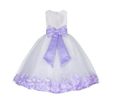White Floral Lace Heart Cutout Rose Petals Flower Girl Dress Junior Bridesmaid Special Event 185T(3)