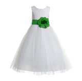Ivory Floral Lace Heart Cutout Flower Girl Dress Communion Baptism Junior Bridesmaid Dress 172T(3)