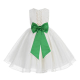 Ivory Lace Organza Flower Girl Dress Elegant Formal Junior Beauty Pageant Communion Baptism 186T(2)