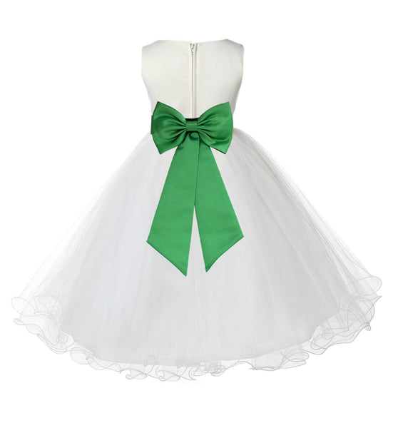Ivory Formal Wedding Pageant Special Occasions Rattail Edge Tulle Flower Girl Dress 829T(3)