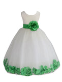 Ivory Tulle Floral Petals Flower Girl Dress Special Occasions Junior Pageant Wedding Holiday 302S(1)
