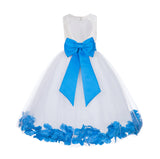 White Floral Lace Heart Cutout Rose Petals Flower Girl Dress Junior Bridesmaid Special Event 185T(5)