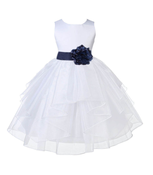 White Shimmering Organza Flower Girl Dress Wedding Junior Bridesmaid Pageant Special Events 4613S(5)