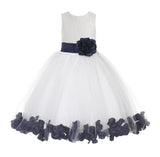 White Floral Lace Heart Cutout Rose Petals Flower Girl Dress Junior Bridesmaid Special Event 185T(4)