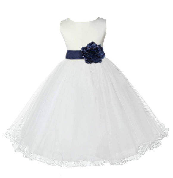 Ivory Formal Wedding Pageant Special Occasions Rattail Edge Tulle Flower Girl Dress 829S(5)