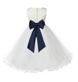 Ivory Formal Wedding Pageant Special Occasions Rattail Edge Tulle Flower Girl Dress 829T(5)