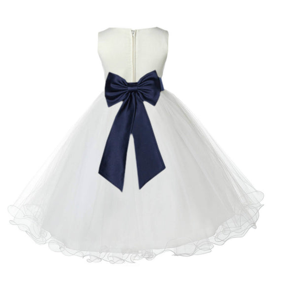 Ivory Formal Wedding Pageant Special Occasions Rattail Edge Tulle Flower Girl Dress 829T(5)