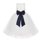 Ivory Floral Lace Flower Girl Dress Special Events Christening Pageant Gown Communion Recital LG7(4)