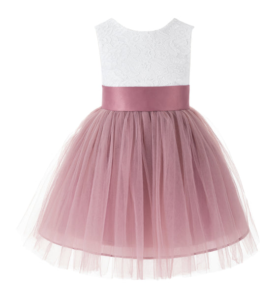 Backless V-Back Lace Flower Girl Dress Mini Bridal Gown Toddler Special Occasion Formal Dresses 206T