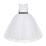 White Floral Lace Flower Girl Dress Special Occasions Wedding Christening Communion Baptism LG7(3)
