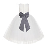 Ivory Floral Lace Flower Girl Dress Special Events Christening Pageant Gown Communion Recital LG7(3)