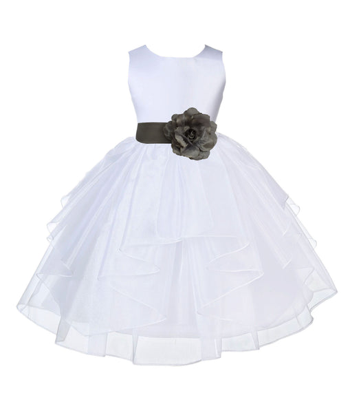 White Shimmering Organza Flower Girl Dress Wedding Junior Bridesmaid Pageant Special Events 4613S(3)