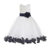 Ivory Floral Lace Heart Cutout Rose Petals Flower Girl Dress Junior Bridesmaid Special Event 185T(3)