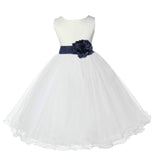 Ivory Formal Wedding Pageant Special Occasions Rattail Edge Tulle Flower Girl Dress 829S(5)