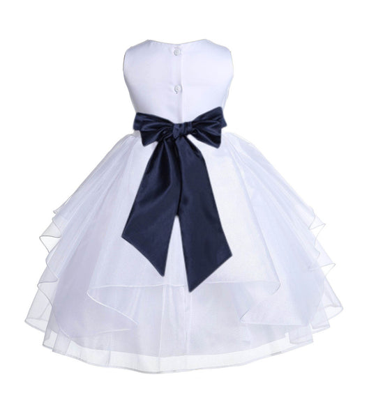 White Shimmering Organza Flower Girl Dress Wedding Junior Bridesmaid Pageant Special Events 4613S(5)