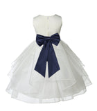 Ivory Satin Shimmering Organza Flower Girl Dress Junior Formal Pageant Baptism Christening 4613T(2)