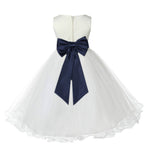 Ivory Formal Wedding Pageant Special Occasions Rattail Edge Tulle Flower Girl Dress 829T(5)