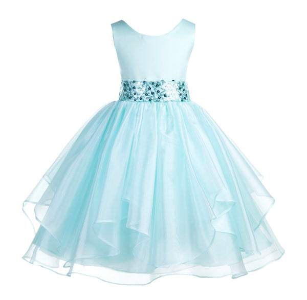 Sequin Ruffles Organza Flower Girl Dress Toddler Wedding Pageant Party Recital Special Event 012S(2)