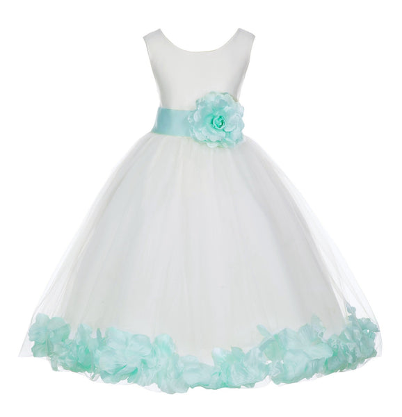 Ivory Tulle Floral Petals Flower Girl Dress Special Occasions Junior Pageant Wedding Holiday 302S(4)