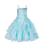 Elegant Rhinestone Organza Pleated Ruffled Beauty Pageant Special Occasion Flower Girl Dress 164S(2)