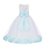 Ivory Floral Lace Heart Cutout Rose Petals Flower Girl Dress Junior Bridesmaid Special Event 185T(5)