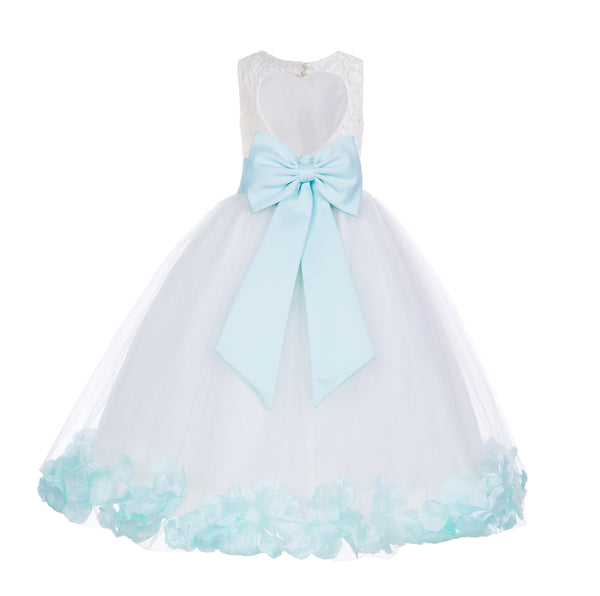 Ivory Floral Lace Heart Cutout Rose Petals Flower Girl Dress Junior Bridesmaid Special Event 185T(5)