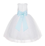 White Floral Lace Flower Girl Dress Special Occasions Wedding Christening Communion Baptism LG7(3)