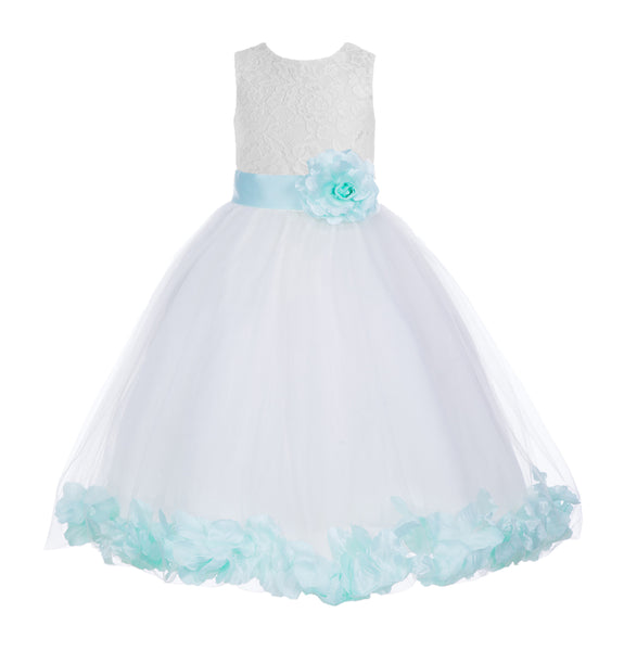 Ivory Floral Lace Heart Cutout Rose Petals Flower Girl Dress Junior Bridesmaid Special Event 185T(5)