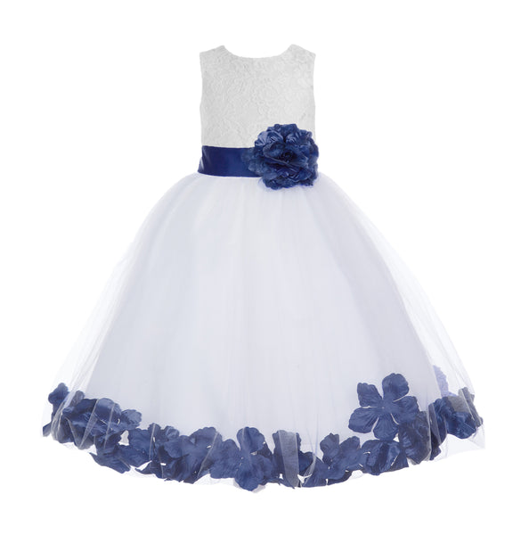 Ivory Floral Lace Heart Cutout Rose Petals Flower Girl Dress Junior Bridesmaid Special Event 185T(4)